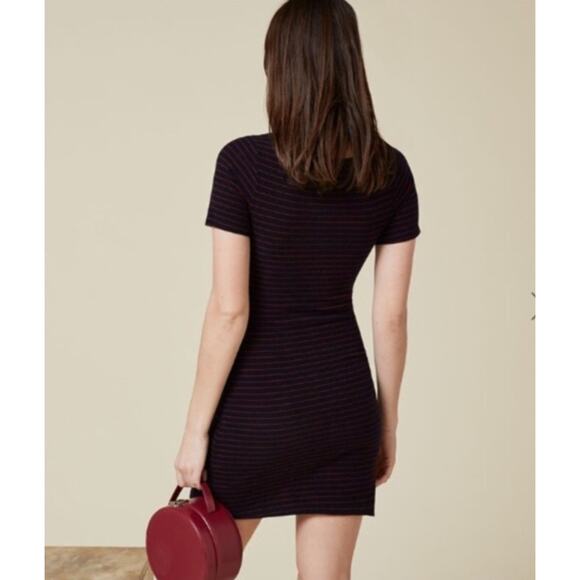 REFORMATION Rania Ribbed Zipper Black Mini Dress NOWT - Picture 3 of 9